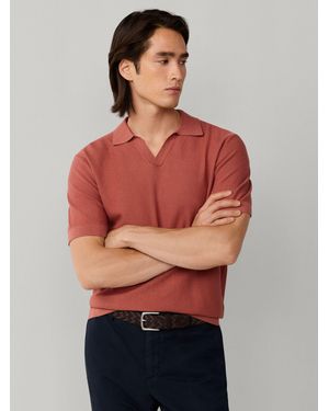 Hackett Knitted Short Sleeve Polo Shirt - Red