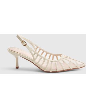 River Island Paneled Mesh Heeled Court Shoes - White