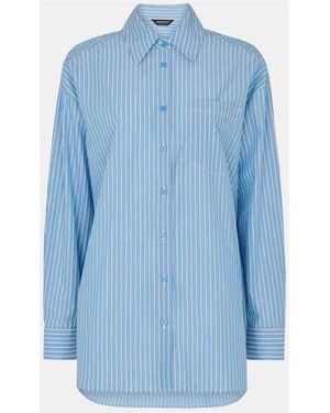 Whistles Oversized Fit Stripe Shirt - Blue