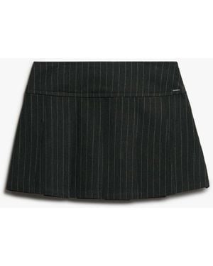 Superdry Pinstripe Pleat Mini Skirt - Black