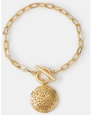 Accessorize 14Ct Plated Filigree Charm T-Bar Bracelet - Metallic