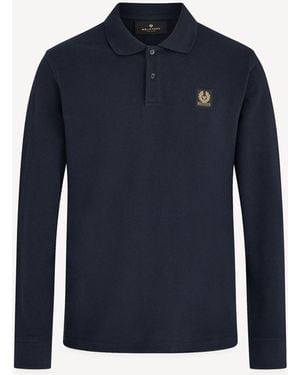 Belstaff Long Sleeve Cotton Polo Shirt - Blue