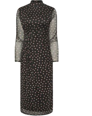 M Com Petite Spot Twist Dress - Black