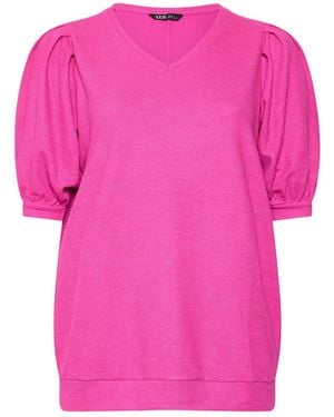 Yours Curve Yours Curve Puff Sleeve Top - Pink