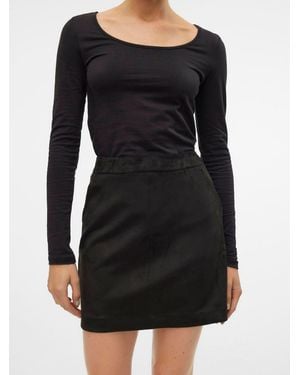 Vero Moda Short Faux Suede Skirt - Black