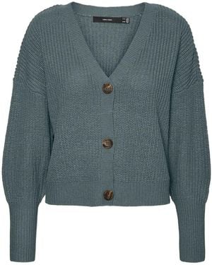 Vero Moda Button Down Knitted Cardigan - Blue