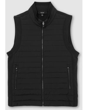 Reiss Quilt And Knit Zip-Through Gilet - Black
