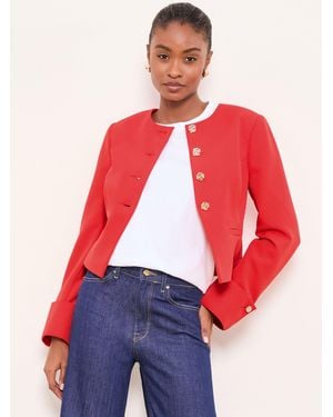 Lipsy Collarless Cropped Blazer - Red