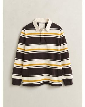 GANT Heavyweight Stripe Rugby Shirt - Gray