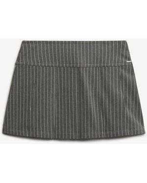 Superdry Pinstripe Pleat Mini Skirt - Gray