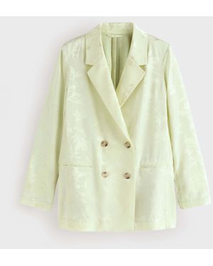 Next Tabitha Simmons X Jacquard Double Breasted Blazer With Linen - White