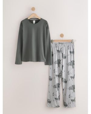Next Charcoal Hamish The Highland Cow Long Sleeve Pajamas - Gray