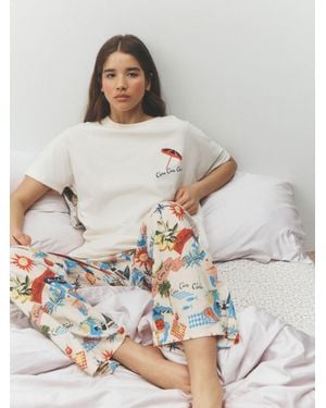 Next Ecru Holiday Short Sleeve Pajamas - Gray
