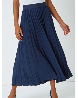 Roman Pleated Maxi Skirt - Blue