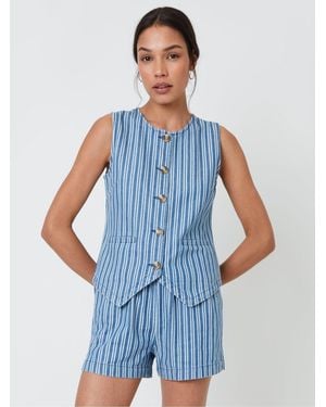 Threadbare Crew Neck Denim Waistcoat - Blue