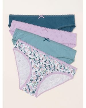 FatFace 4 Pack Of Floral High Leg Panties - Blue