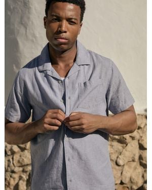 Threadbare Linen Cotton Blend Short Sleeve Shirt - Gray