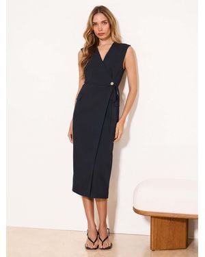 Lipsy Tailored Wrap Midi Dress - Blue