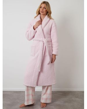 Threadbare Kuscheliger Bademantel Aus Borg-Stoff - Pink
