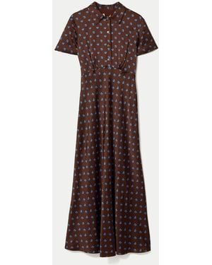 Jigsaw Mini Geo Rose Bias Dress - Brown