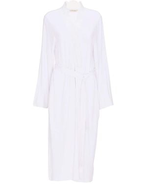 Cyberjammies Nora Rose Modal Lycra Jersey Scalloped Lace Midi Dressing Gown - White