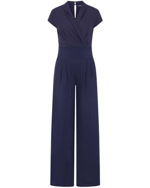 Hot Squash Cap Sleeved Wide Leg Jumpsuit - Blue