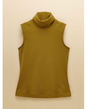 Joules Ribbed Cotton Rich Sleeveless Roll Neck - Green