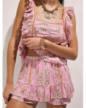 River Island Coral Print Mini Skirt - Pink