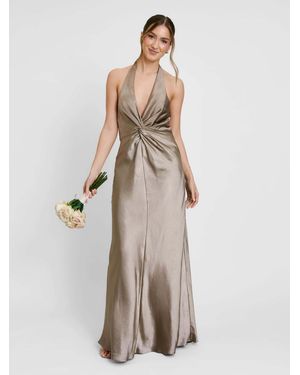 Six Stories Plunge Knot Neck Scarf Bridesmaid Dress - Natural