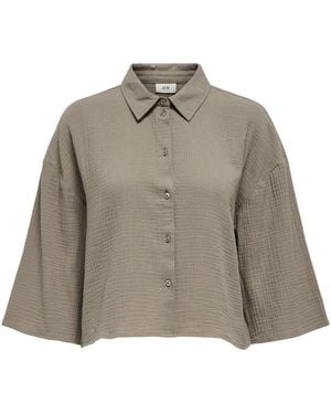 Jdy Cheesecloth Crop Shirt - Gray