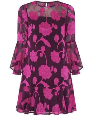 Gina Bacconi Isabella Embroidered Fit And Flare Dress - Lila