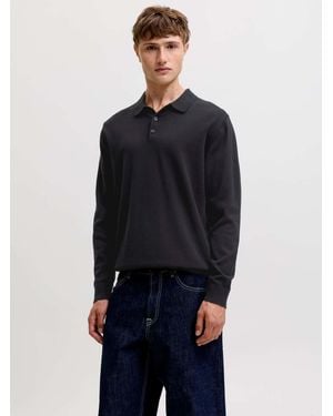 Jack & Jones Long Sleeve Knitted Polo Shirt - Blue