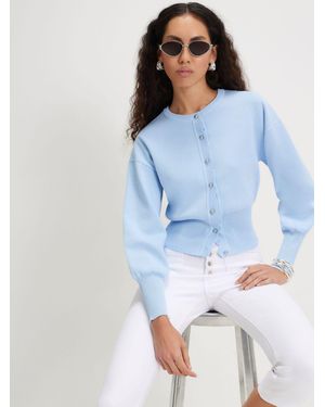 River Island Scallop Detail Clean Cardigan - Blue