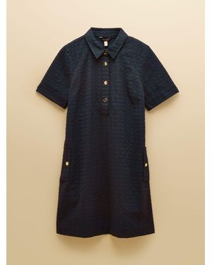 Joules Elizabeth Short Sleeve Jaquard Dress - Blue