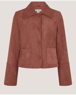 Monsoon Sierra Scallop Faux Suede Jacket - Brown