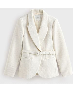 Next Tabitha Simmons X Boucle Belted Blazer - White