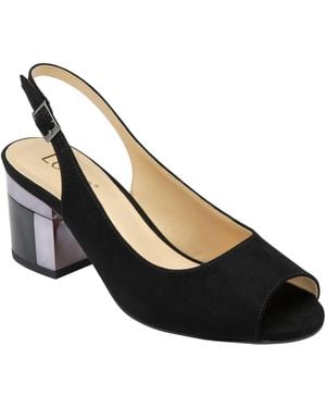 Lotus Peep Toe Slingback Shoes - Schwarz