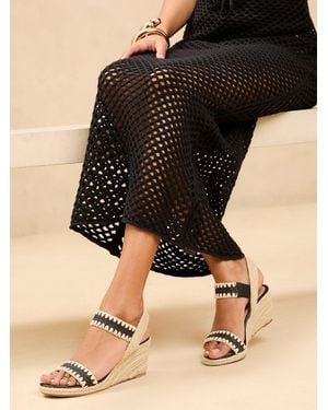 Lipsy Elastic Two Strap Mid Wedge Sandals - Black