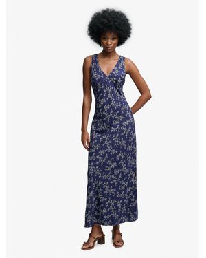 Superdry Heritage V-Neck Maxi Dress - Blue