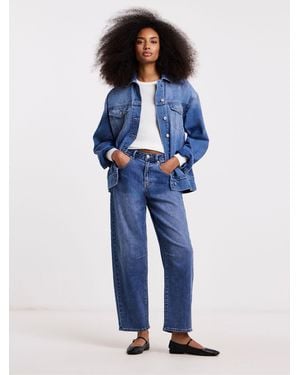 Simply Be Simply Be Curved Seam Boyfriend Jacket - Blue
