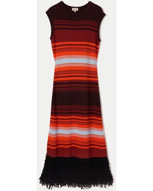 Jigsaw Sunset Stripe Knit Dress - Red