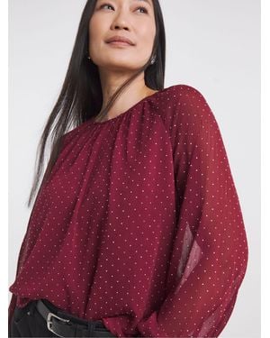 JD Williams Diamante Spot Raglan Blouse - Red