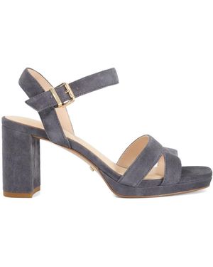 Dune Standard Fit Leather Manifesting Mini Platform Suede Sandals - Metallic