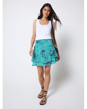 Scamp & Dude Ocean Scales Ruffle Mini Skirt - Blue