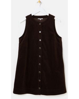 Oliver Bonas Chocolate Corduroy Button Up Mini Pinafore Dress - Black