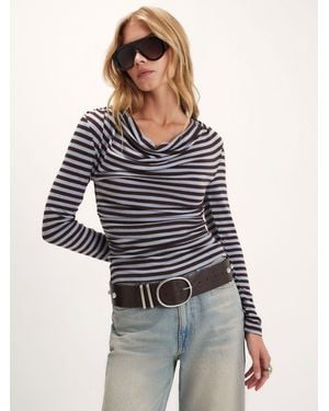 River Island Drape Stripe Top - Blue