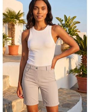 Roman Turned Hem Stretch Shorts - Natural