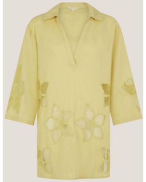 Monsoon Joanna Cutwork-Strandhemd - Gelb
