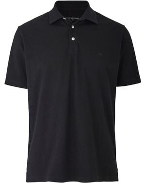 Savile Row Company Classic Fit Cotton Pique Short Sleeve Polo Shirt - Black