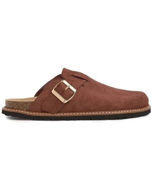 Celtic & Co. Suede Welt Detail Clogs - Brown